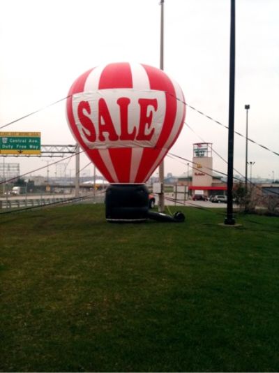 Red White Rooftop Advertising Balloon